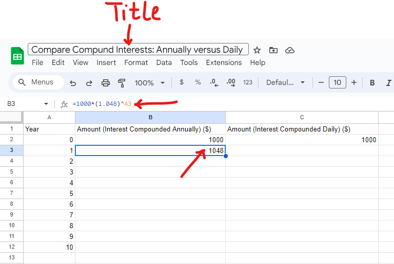Example 1: Google Spreadsheet 1