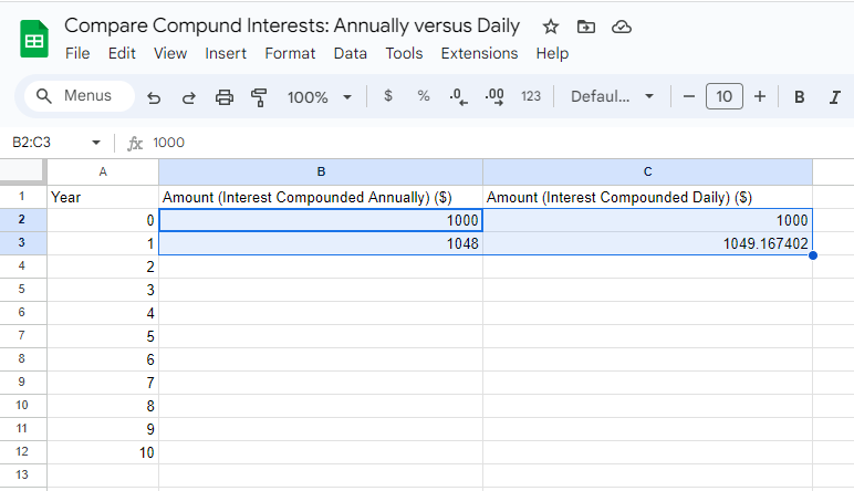 Example 1: Google Spreadsheet 3